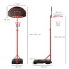 HOMCOM Basketball Hoop Outdoor, Portable Basketball Hoop and Stand with Weighted Base, Portable on Wheels, 1.55-2.1m, for Teens, Juniors, Adults, Black