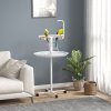 PawHut Bird Table, Bird Feeding Station with Wheels, Perches, Stainless Steel Feed Bowls, Round Tray for Indoor - White