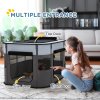 PawHut Dog Pen, Pet Playpen, Portable Foldable Dog Cat Playpen Soft Pet Cage with Storage Bag for Puppies, Rabbits, Kittens, Guinea Pigs, 94 x 74 x 60cm - Grey