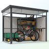 Outsunny 5.3 x 8.5ft Galvanised Steel Garden Shed, Metal Shed with Roof Windows, Leakage Holes and Lockable Wide Door for Outdoor Patio Tool Storage