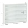 HOMCOM 5-Tier Wall Mounted Display Cabinet, Display Case with 4 Adjustable Shelves, Glass Doors for Home Office Ornaments 60x80cm