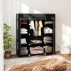 HOMCOM Portable Wardrobe, Foldable Fabric Wardrobe, 150 x 43 x 162.5cm, Clothes Storage Organiser with Hanging Rail, Shelves, Fabric Cover for Bedroom, Black