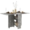 HOMCOM Folding Dining Table, Drop Leaf Table with 2-Tier Shelves, Rolling Casters, for Small Spaces, Kitchen