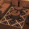 Outsunny Reversible Outdoor Rug with LED String Lights, Waterproof Plastic Straw Mat with Carry Bag for Garden, Deck, RV, Picnic, Beach, Camping, 182 x 274cm, Black and White