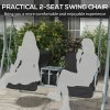 Outsunny 2 Seater Garden Swing Chair Patio Rocking Bench w/ Tilting Canopy, Double Padded Seats, Storage Bag and Tray, Black