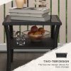 Outsunny 50cm Outdoor PE Rattan Coffee Table, Patio Wicker Two-tier Side Table with Glass Top, for Patio, Garden, Balcony, Black