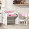 AIYAPLAY Kids Desk and Chair Set, Children Study Table and Chair with Storage, Pull-Out Drawer, Bow Pattern, for Bedroom, Playroom, Nursery, for Ages 3-6 Years, Pink
