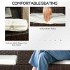Outsunny 2 Seat Rattan Garden Bench, Patio Wicker Chair with Glass Tea Table, Outdoor Love Seat with Padded Cushions, for Garden, Porch, Brown/Cream White