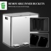 HOMCOM Triple Kitchen Bin, 3 x 15L Pedal Bin, Stainless Steel Three Rubbish Bin with Removable Inner Buckets, Soft Close Lid, Fingerprint-Proof for Recycling and Waste