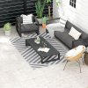 Outsunny Reversible Outdoor Rug with Carry Bag, Waterproof Plastic Straw Mat for Garden, Deck, RV, Picnic, Beach, Camping, 182 x 274cm, Grey and Cream