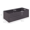 Outsunny Raised Beds for Garden, Galvanised Steel Outdoor Planters with Multi-reinforced Rods for Vegetables, Plants, Flowers and Herbs, 180 x 90 x 59 cm, Dark Grey