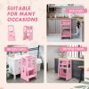 HOMCOM Kids Step Stool, Adjustable Standing Platform, Toddler Kitchen Stool , Standing Tower for Kids, Kitchen Counter with Three Adjustable Heights - Pink