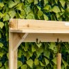 Outsunny Garden Potting Bench Table, Wooden Workstation Bench w/ Galvanized Metal Tabletop, Storage Shelves and Hooks for Patios, Courtyards, Balcony
