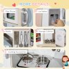 HOMCOM Kids Kitchen Playset Pretend Toy Kitchen w/ Role Play Accessories, Sound and Light Effects, Phone, Storage Space