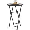 Outsunny Mosaic Outdoor Garden Table, 35.5cm Round Folding Coffee Table with Metal Frame for Balcony Terrace, Multicolour