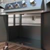 Outsunny 4 Burner Gas BBQ, Outdoor Grill, Portable Barbecue Trolley with Warming Rack, Side Shelves, Storage Cabinet, Thermometer, Carbon Steel, Black