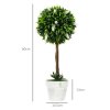 HOMCOM Set of 2 Decorative Artificial Plants Ball Trees with Lavender Flowers in Pot Fake Plants for Home Indoor Outdoor Decor, 60cm, White