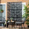 Outsunny Decorative Garden Privacy Screen with Stand, 6.5FT Freestanding Metal Outdoor Divider, Decorative Privacy Panel with Expansion Screws for Garden Pool Hot Tub, Willow Branch Style, Black