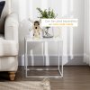 HOMCOM Square Nesting Coffee Table Set of 2, Modern Nest of Tables, Sofa Side Tables with Steel Frame for Living Room, Bedroom, Small Space, White