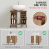 HOMCOM Under Sink Bathroom Cabinet, Industrial Freestanding Under Sink Cabinet with 2 Doors, Adjustable Shelf and Steel Frame for Basin without or with Pedestal, Oak