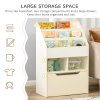 HOMCOM Kids Bookshelf with Storage Drawer, Childrens Bookcase with Wheels, Toy Organiser for Bedroom, Playroom - White
