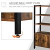 HOMCOM Industrial Bookshelf, Storage Cabinet with 3-Tier with Doors, for Home Office, Living Room Rustic Brown