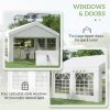 Outsunny 4m x 4m Marquee Party Tent, Heavy Duty Wedding Canopy with Sidewalls, Doors, Windows, Galvanised Garden Gazebo for Parties Events, White