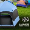 Outsunny Double Layer Instant Pop Up Tent with Rainfly, Hexagon 4 Man Dome Tent, Portable Camping Shelter with Sewn-in Groundsheet and Carry Bag, for Festival Backpacking Road Trips, Blue