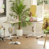 HOMCOM Height Adjustable Standing Desk, Pneumatic Sit Stand Desk for Laptop, Mobile Overbed Table with Wheels and Headphone Hook for Home Office