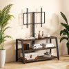 HOMCOM TV Stand Cabinet with Swivel Bracket for 32 - 65 Inch TVs, Industrial TV Cabinet with Open Shelves, Cable Management, Trapezoid-Shaped Steel Frame for Living Room, Bedroom, Rustic Brown