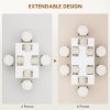HOMCOM Extendable Dining Table, 120-160 x 70cm Rectangular Kitchen Table for Small Spaces, Seats 4-6 People, High Gloss White