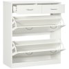 HOMCOM Narrow Shoe Cabinet, Slim Shoe Storage Cabinet with 2 Flip Drawers, 2 Slide Out Drawers and Adjustable Shelves for 12 Pairs of Shoes for Entryway Hallway