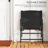 Outsunny Folding Garden Chairs Set of 4, PE Rattan Garden Dining Chairs with Armrests, High Back and Steel Frame, Weather Resistant Outdoor Dining Furniture for Patio, Balcony, Black