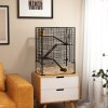 PawHut Hamster Cage with Deep Tempered Glass Bottom, 4 Tier Large Hamster Tank with Hut, Running Wheel, Platforms, Ramps, Food Dish, Water Bottle, for Syrian, Dwarf, Rats, Gerbils, 60 x 40 x 80cm