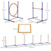 PawHut Dog Agility Equipment Set, 8 Piece Outdoor Agility Kit w/ Weave Poles, Adjustable High Jump Ring, Hurdle, Pause Box, Tennis Balls, Whistle, Training Shorts, Carrying Bag, for Dogs - Orange