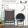 Outsunny Garden Bistro Set, 3 Pieces Table and Chairs Set, Outdoor Garden Furniture with Foldable Breathable Mesh Fabric Armchairs & Glass Top Coffee Table, Dark Grey