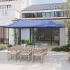 Outsunny 4.6m Large Garden Parasol Double-Sided Sun Umbrella Patio Market Canopy Shade Outdoor Blue - NO BASE