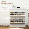 HOMCOM Narrow Shoe Cabinet, Slim Shoe Storage Cabinet with 2 Flip Drawers, 2 Slide Out Drawers and Adjustable Shelves for 12 Pairs of Shoes for Entryway Hallway