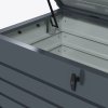 Outsunny 331 Litre Garden Storage Box, Waterproof Outdoor Storage Box with Wheels and Handles, Lockable Galvanised Steel Outside Deck Box Organiser for Tools, Cushions, Dark Grey