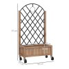 Outsunny Raised Garden Bed with Metal Trellis, Pack of 2 Wooden Elevated Planter Box with Wheels and Drainage Holes, Outdoor Raised Planter for Climbing Plants, Fruits, Vegetables, Flowers, Brown
