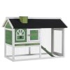 PawHut 2 Tiers Rabbit Hutch and Run Wooden Guinea Pig Hutch Outdoor with Sliding Tray, Ramp, Water-resistant Roof, for 2-4 Rabbits, Green