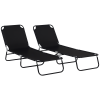 Outsunny Folding Sun Loungers Set of 2, Outdoor Day Bed with 5-Position Adjustable Backrest, Portable Recliner Garden Chairs with Breathable Mesh for Beach, Patio, Black