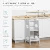 HOMCOM Toddler Step Stool Kids Adjustable Standing Tower with Safety Rail for Kitchen Counter Grey