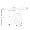 HOMCOM Folding Dining Table for 4-6, Rolling Drop Leaf Table on Wheels with Storage Drawers, Cabinet and Open Shelf for Kitchen, Dining Room
