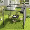 Outsunny 2.8 x 3(m) Metal Outdoor Pergola with Retractable Roof, Outdoor Gazebo Canopy Shelter with Grommet Holes for Garden, Patio, Lawn, Grey