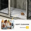 PawHut Dog Crate Furniture, Dog Cage with Soft Washable Cushion, Furniture-Style Pet Kennel Indoor House End Side Table for Small Medium Breeds, 80 x 56 x 63 cm, Grey