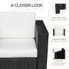 Outsunny Single Seater Rattan Chair, PE Wicker Garden Armchair with 10 cm Thickened Cushion, All-Weather Rattan Garden Chair with Armrests, Black