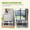 PawHut Tortoise House, Wooden Tortoise Table, Tortoise Enclosure with Adjustable Lamp Holder, Openable Lids, Pull-Out Trays - Grey