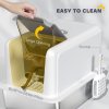 PawHut Stainless Steel Cat Litter Box, Extra Large Metal Cat Litter Tray with Lid, Scoop, Filter Bags, White