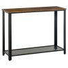 HOMCOM Industrial Console Table Entryway Table w/Bottom Mesh Shelf Metal Frame Vintage Sofa Table for Hallway, Living Room, Rustic Brown